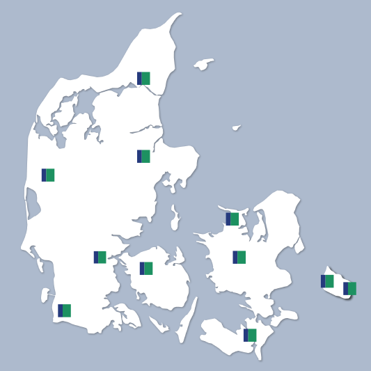 Danmarkskort over Nybolig Landsbrugsmæglere
